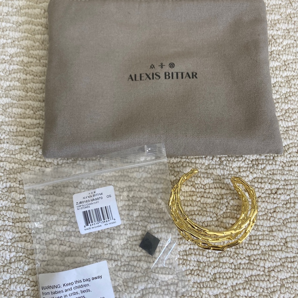 Alexis Bittar gold chain cuff no stones